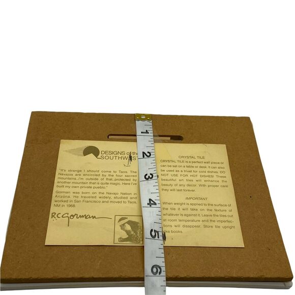 R.C Gorman Multicolor Rectangular Shaped Women With Blue Blanket Wall Tile - Picture 9 of 16